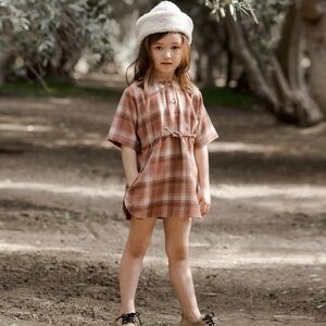 NWT RYLEE + CRU ELENI DRESS / BROWN PLAID 6-7